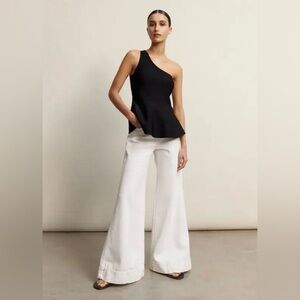 ME+EM Structured One Shoulder Peplum Knit Top